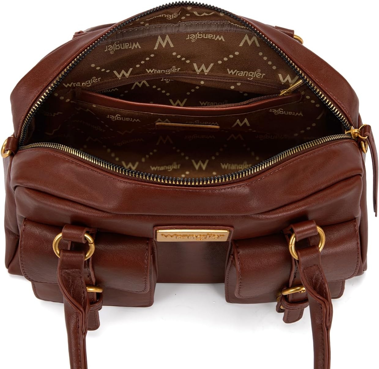 image:imageWrangler Satchel Handbags for Women Multi Pocket Top Handle Shoulder BagReddish Brown