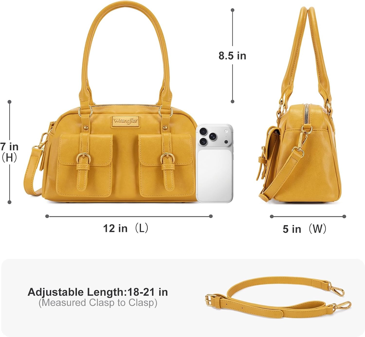 image:imageWrangler Satchel Handbags for Women Multi Pocket Top Handle Shoulder BagYellow