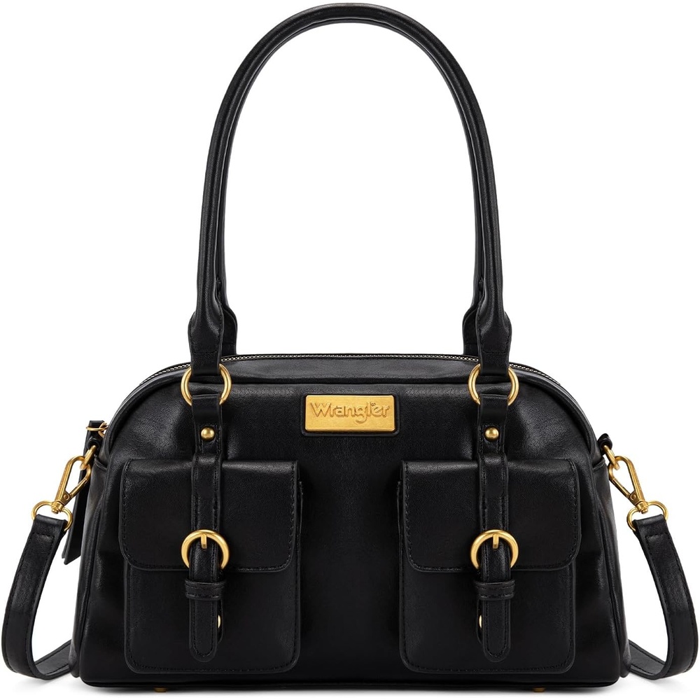 image:imageWrangler Satchel Handbags for Women Multi Pocket Top Handle Shoulder BagBlack