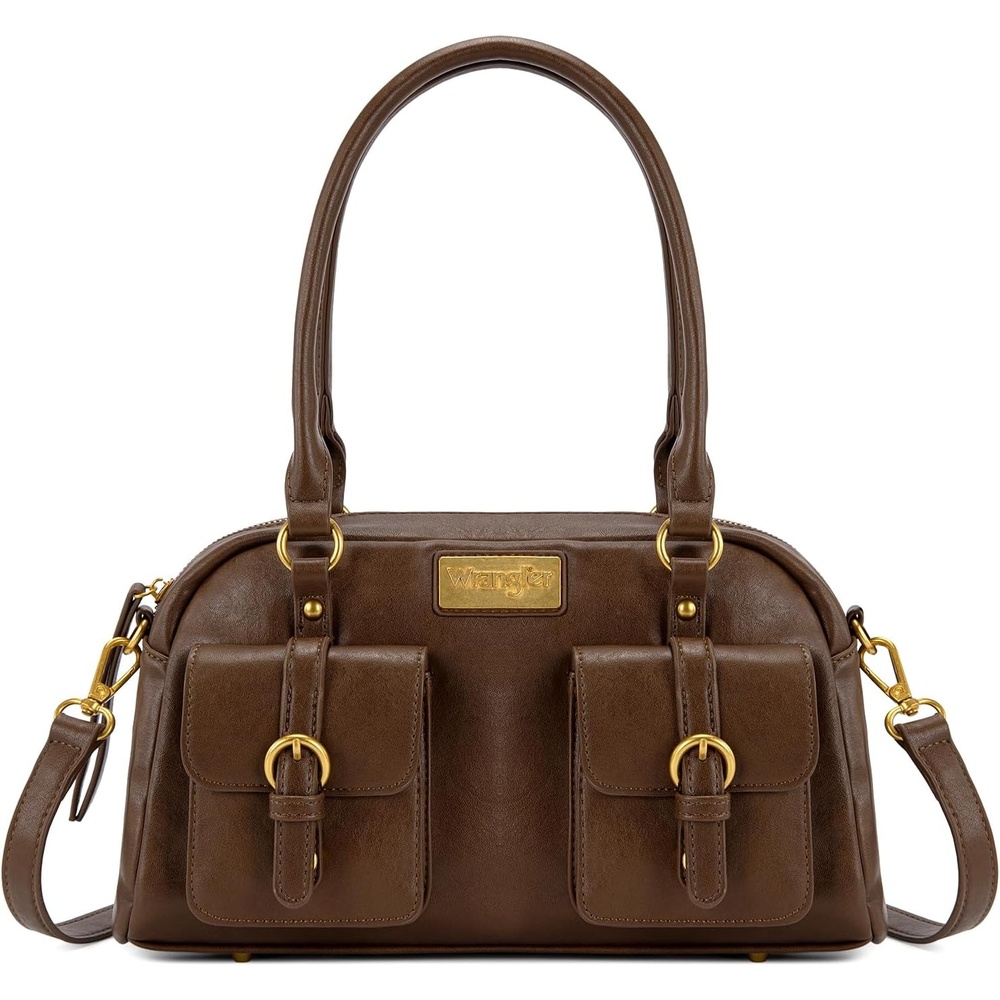 image:imageWrangler Satchel Handbags for Women Multi Pocket Top Handle Shoulder BagBrown