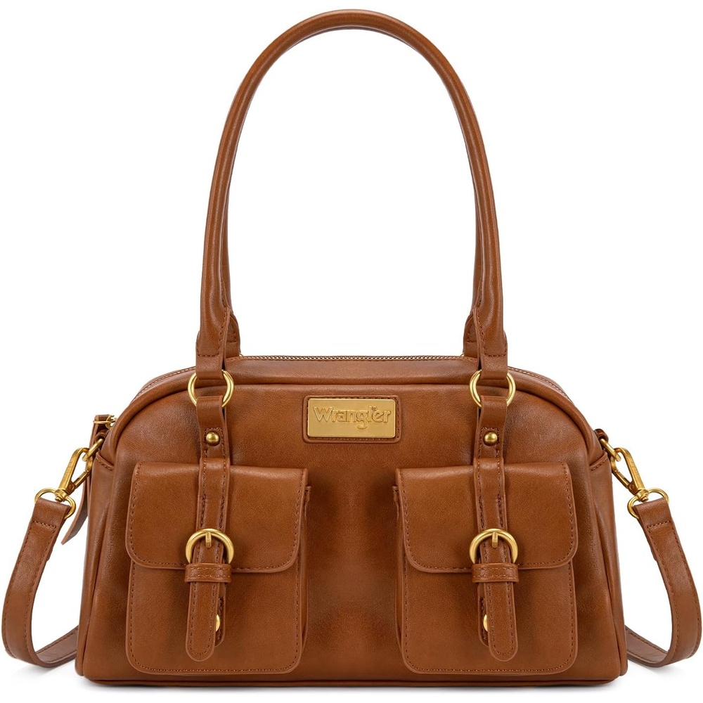 image:imageWrangler Satchel Handbags for Women Multi Pocket Top Handle Shoulder BagCognac