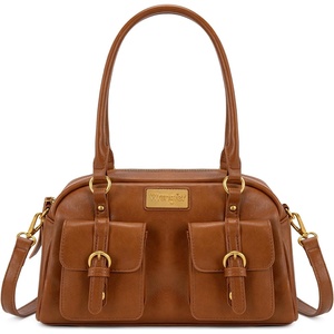 Wrangler Satchel Handbags for Women, Multi Pocket Top Handle Shoulder Bag(Cognac)