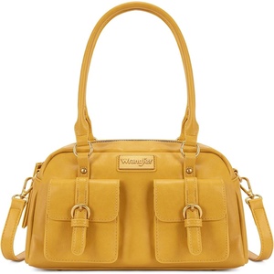 Wrangler Satchel Handbags for Women, Multi Pocket Top Handle Shoulder Bag(Yellow)