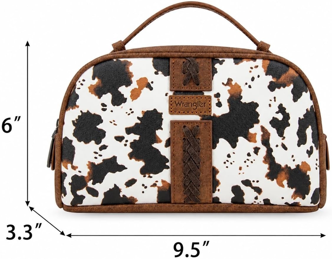 image:imageWrangler Makeup Bag Western Travel Cosmetic Bag for Women Toiletry BagCOWbrown