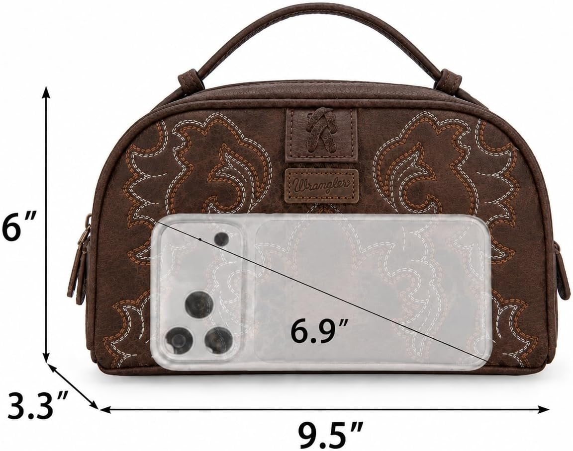 image:imageWrangler Makeup Bag Western Travel Cosmetic Bag for Women Toiletry BagCoffee145