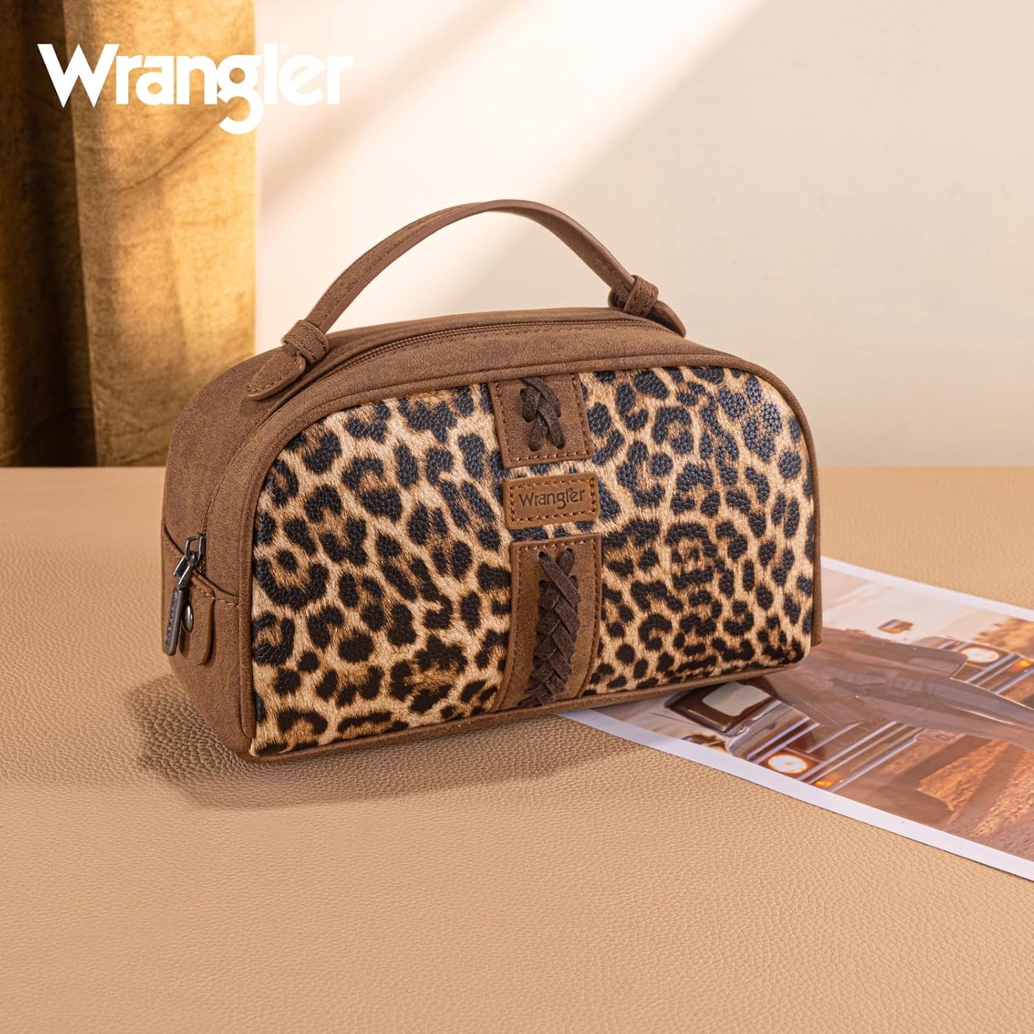 image:imageWrangler Makeup Bag Western Travel Cosmetic Bag for Women Toiletry BagSleopard brown