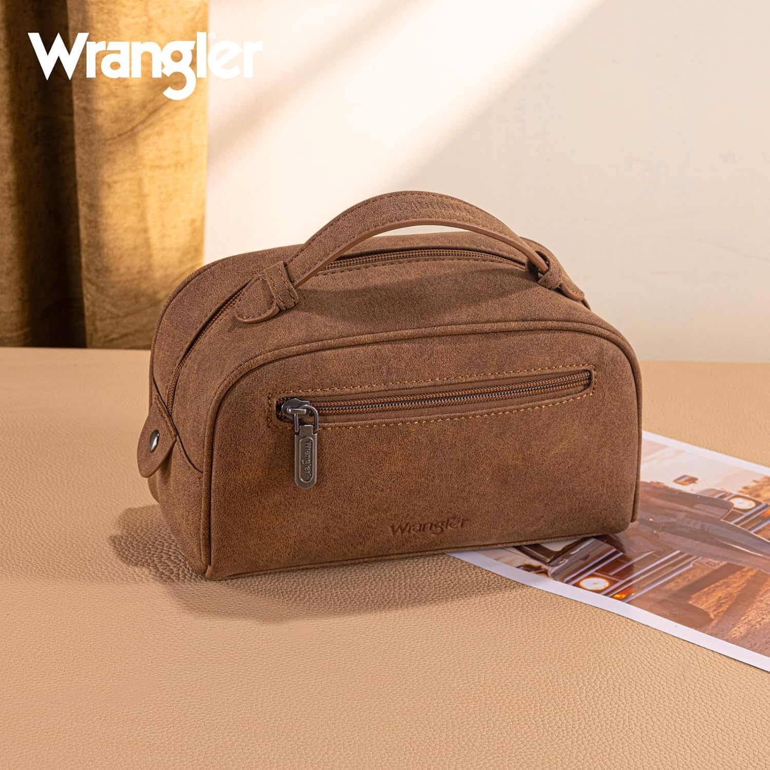 image:imageWrangler Makeup Bag Western Travel Cosmetic Bag for Women Toiletry BagSleopard brown