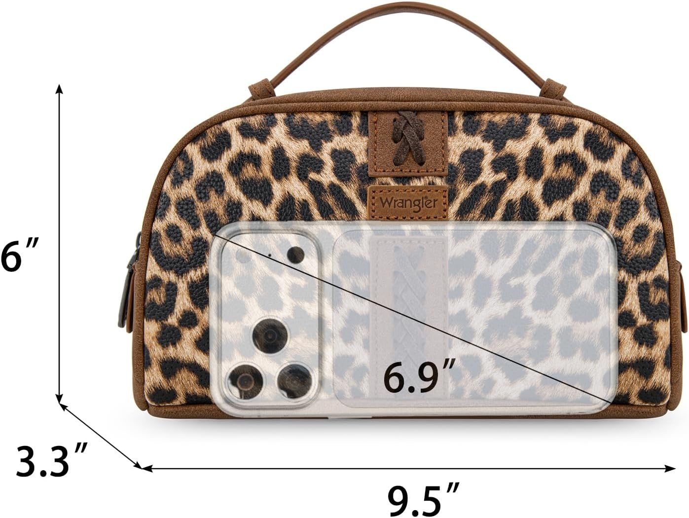 image:imageWrangler Makeup Bag Western Travel Cosmetic Bag for Women Toiletry BagSleopard brown