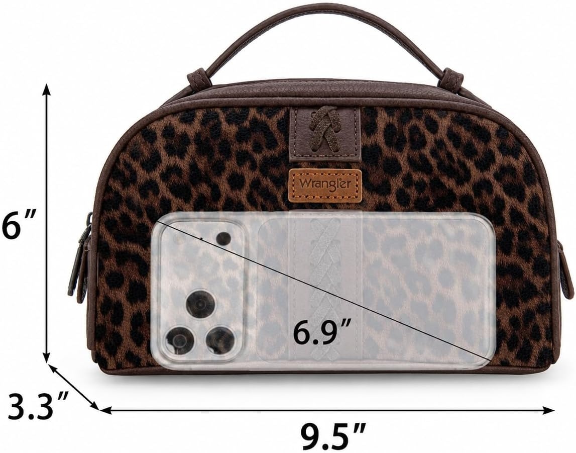 image:imageWrangler Makeup Bag Western Travel Cosmetic Bag for Women Toiletry BagSleopard coffee