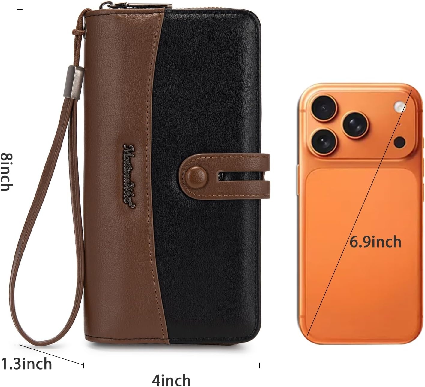 image:imageWristlet Wallet Women Large RFID Blocking Wallets Cute Clutch Phone WalletBlack