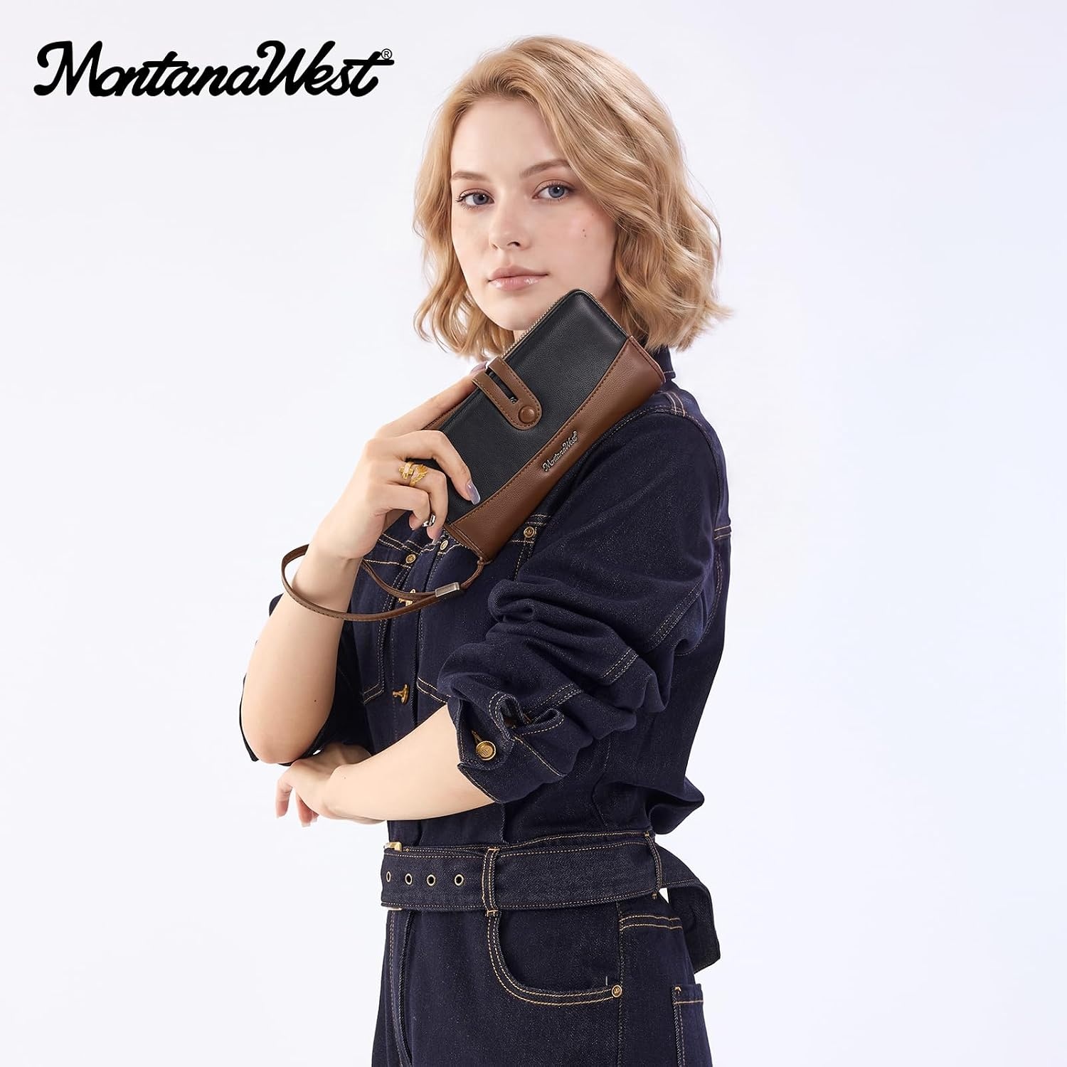 image:imageWristlet Wallet Women Large RFID Blocking Wallets Cute Clutch Phone WalletBlack