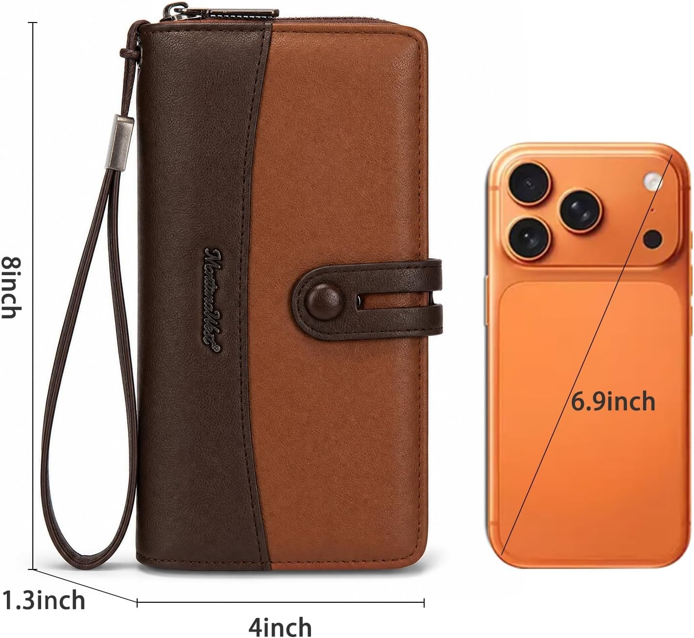 image:imageWristlet Wallet Women Large RFID Blocking Wallets Cute Clutch Phone WalletBrown