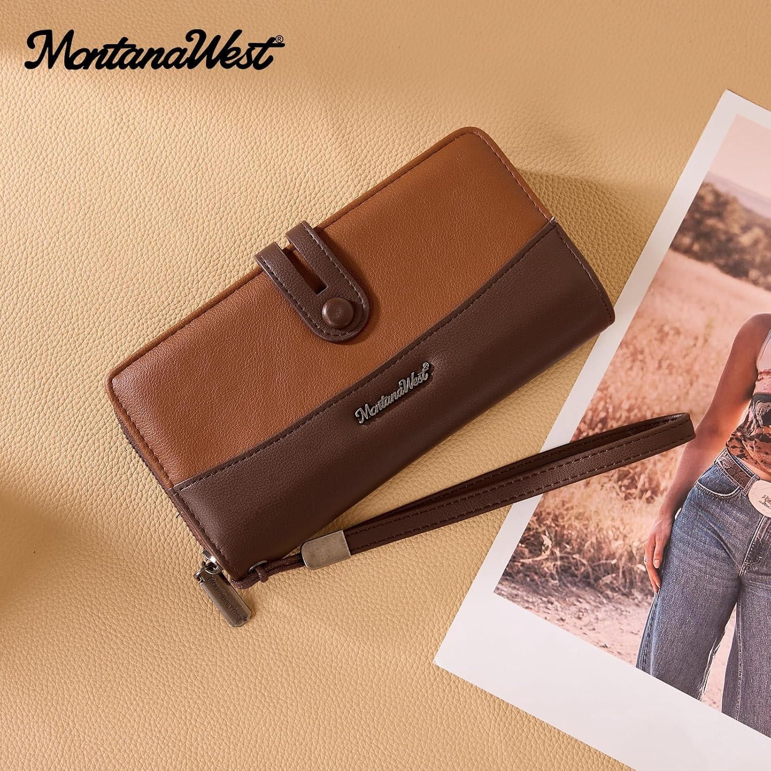 image:imageWristlet Wallet Women Large RFID Blocking Wallets Cute Clutch Phone WalletBrown