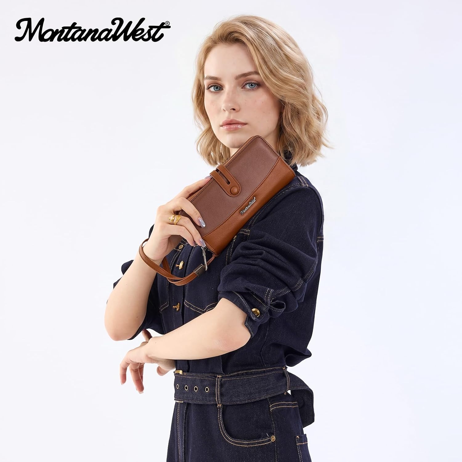 image:imageWristlet Wallet Women Large RFID Blocking Wallets Cute Clutch Phone WalletDark Brown