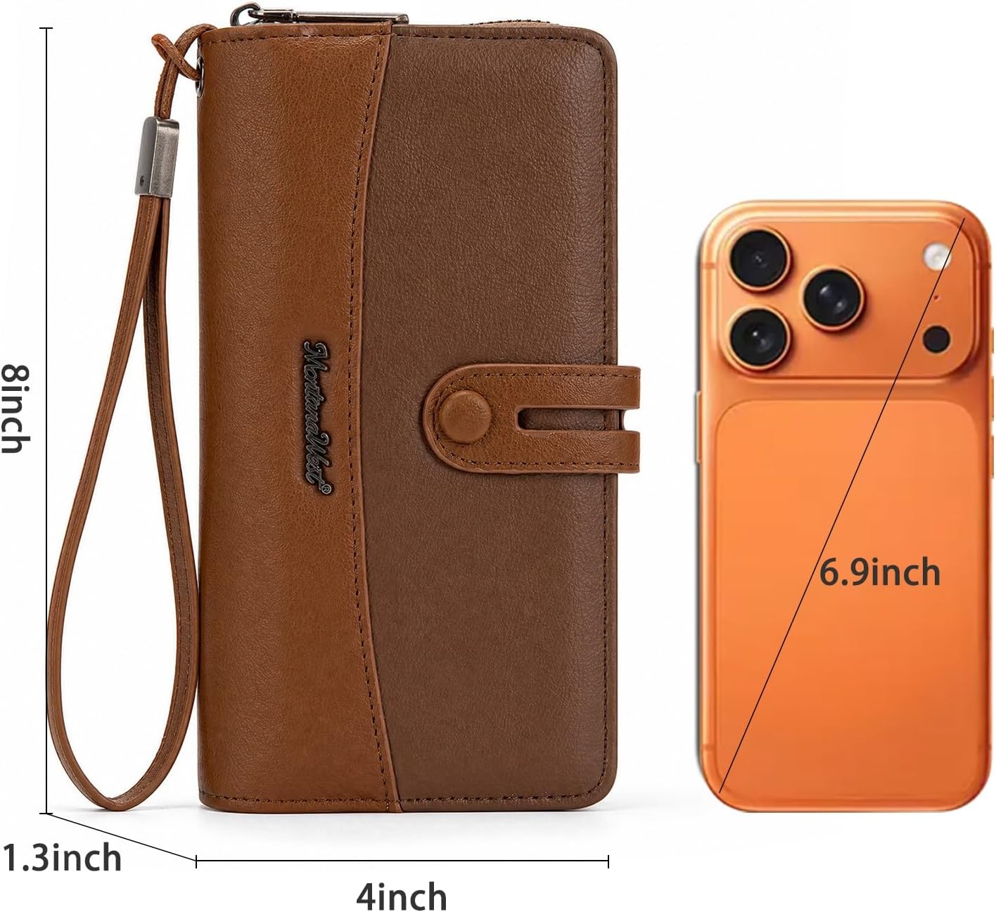 image:imageWristlet Wallet Women Large RFID Blocking Wallets Cute Clutch Phone WalletDark Brown