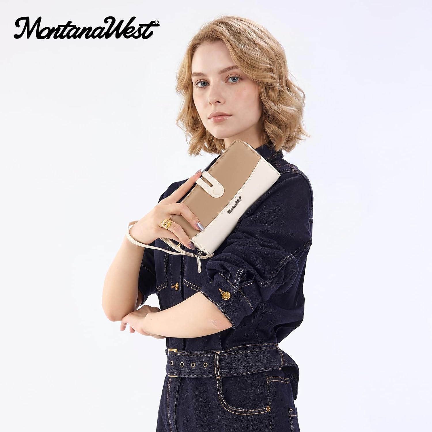 image:imageWristlet Wallet Women Large RFID Blocking Wallets Cute Clutch Phone WalletKhaki
