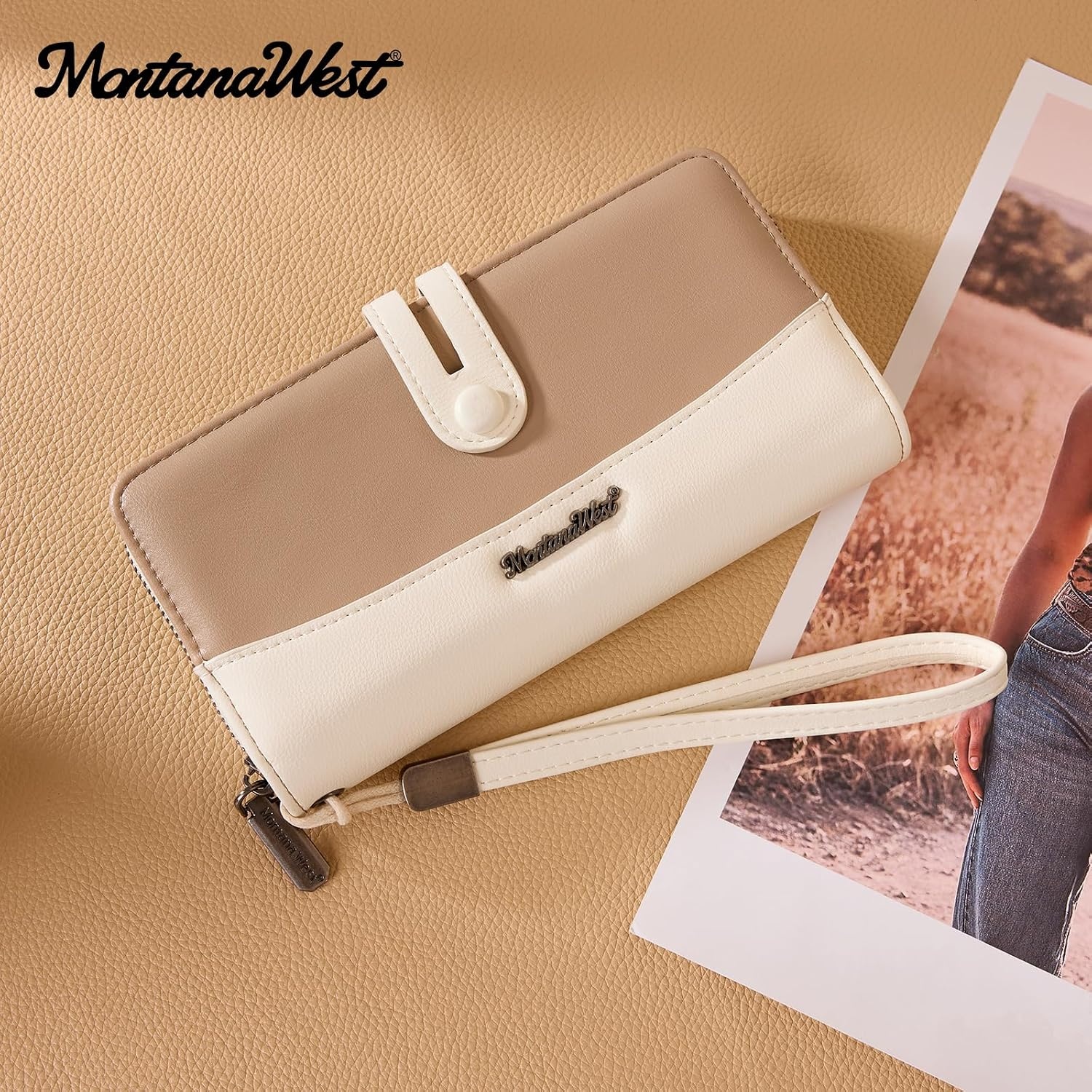 image:imageWristlet Wallet Women Large RFID Blocking Wallets Cute Clutch Phone WalletKhaki
