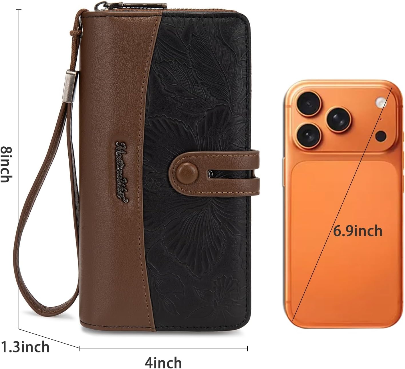image:imageWristlet Wallet Women Large RFID Blocking Wallets Cute Clutch Phone WalletTBlack