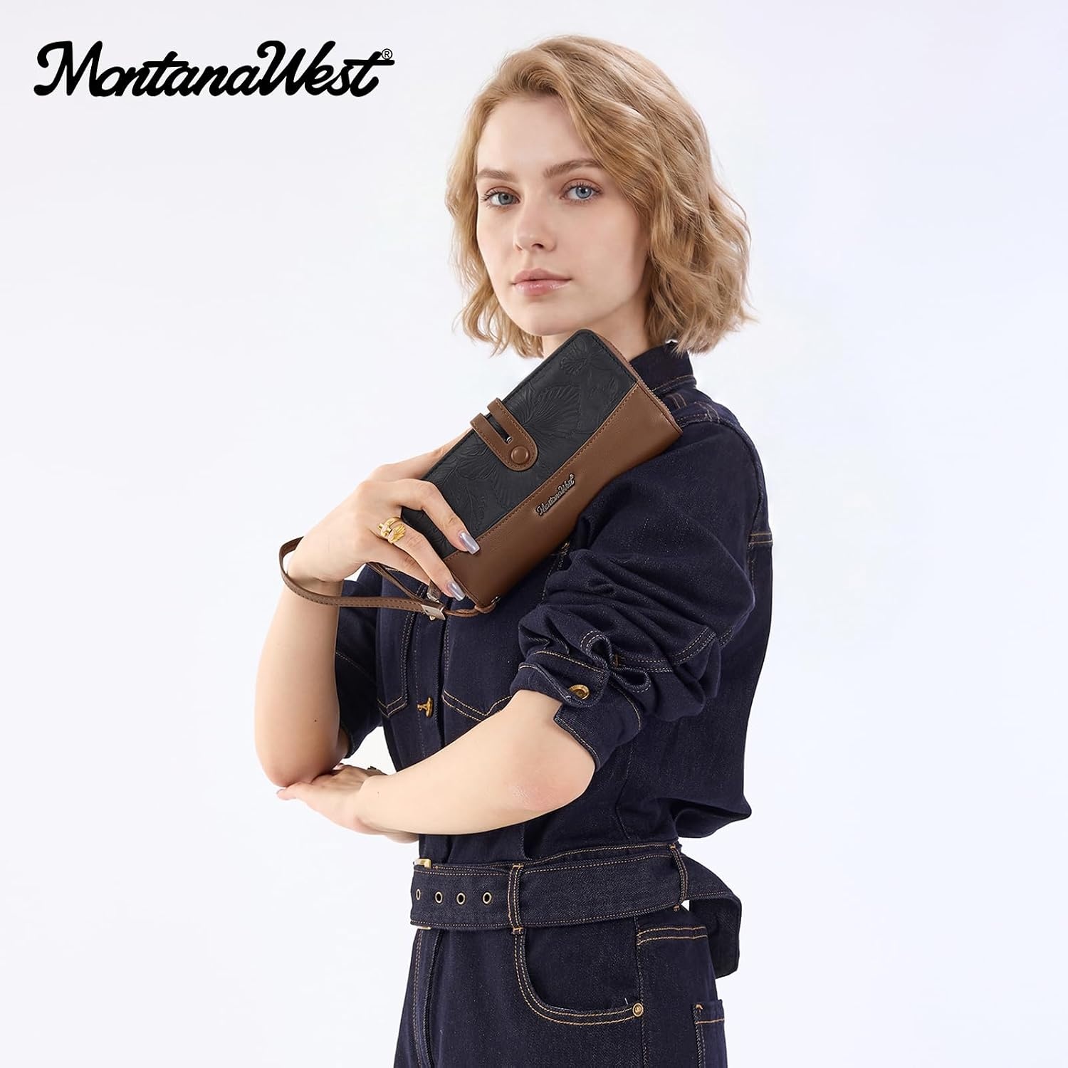 image:imageWristlet Wallet Women Large RFID Blocking Wallets Cute Clutch Phone WalletTBlack