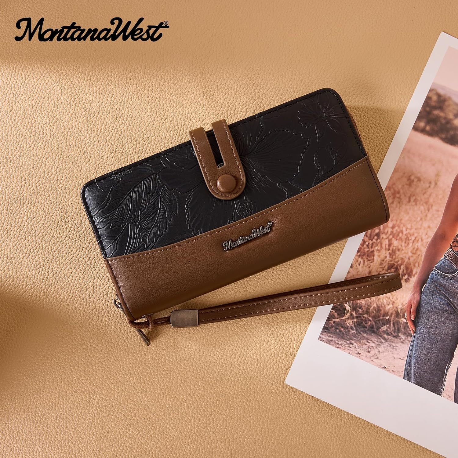 image:imageWristlet Wallet Women Large RFID Blocking Wallets Cute Clutch Phone WalletTBlack
