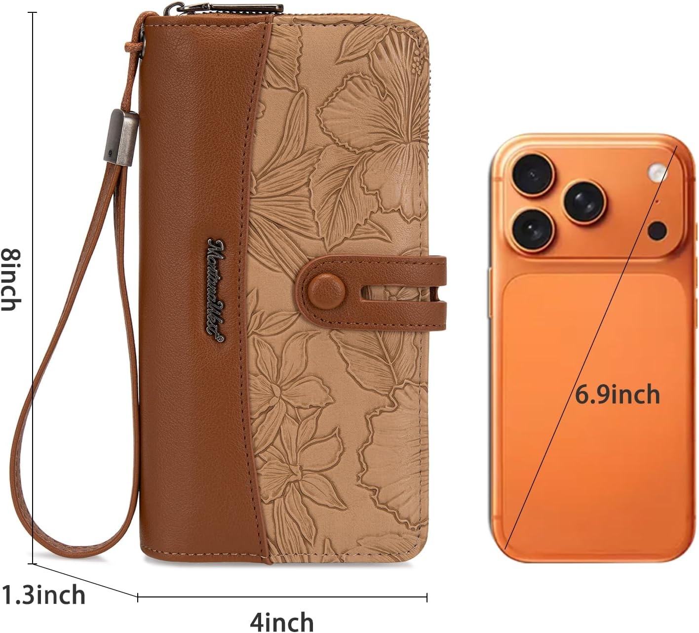 image:imageWristlet Wallet Women Large RFID Blocking Wallets Cute Clutch Phone WalletTBrown
