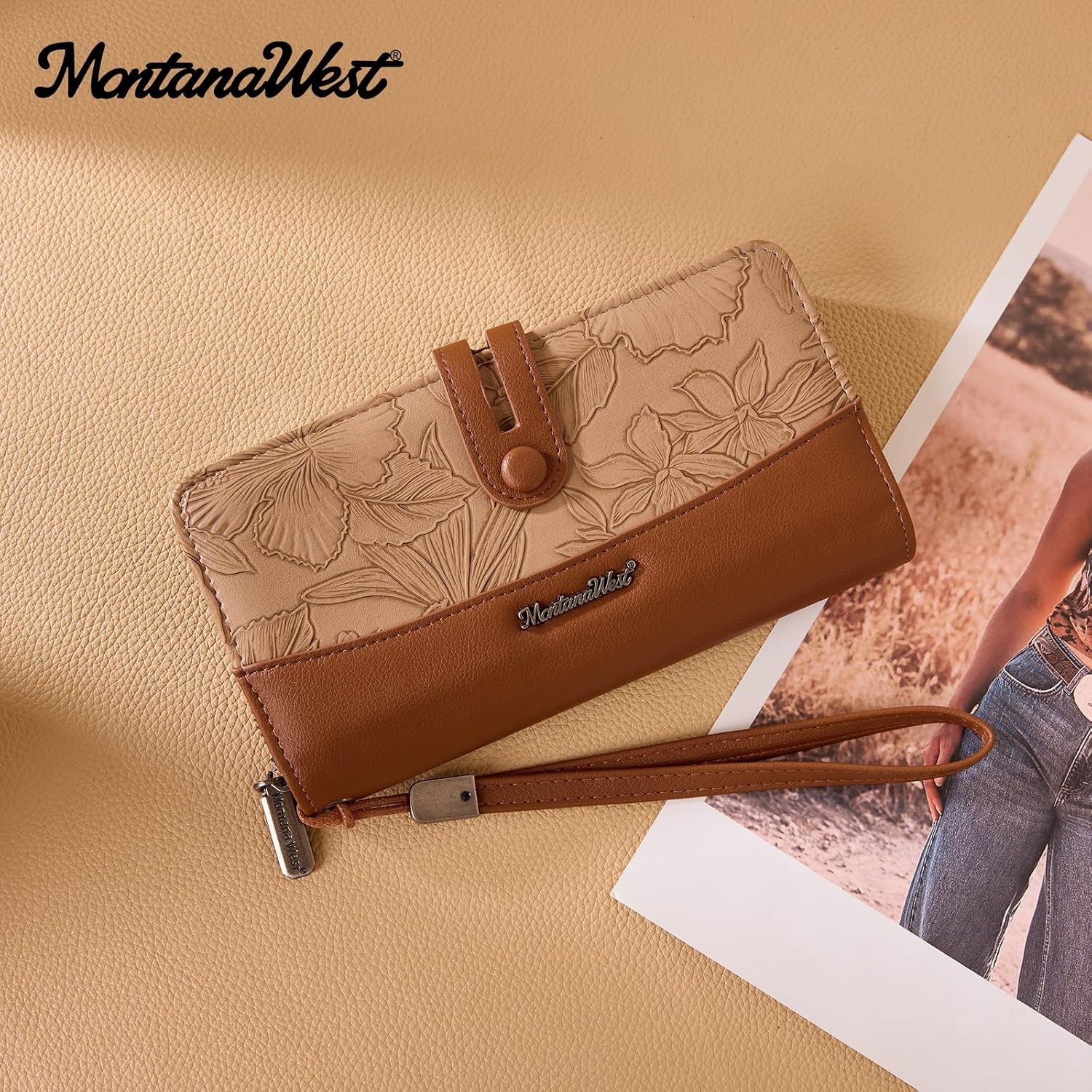 image:imageWristlet Wallet Women Large RFID Blocking Wallets Cute Clutch Phone WalletTBrown