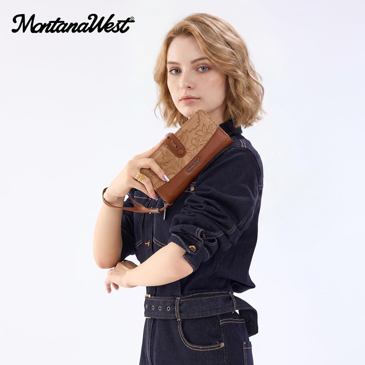 image:imageWristlet Wallet Women Large RFID Blocking Wallets Cute Clutch Phone WalletTBrown