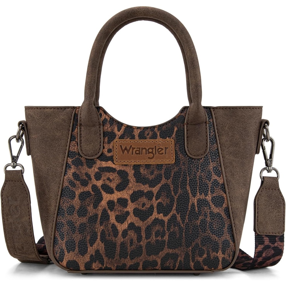 image:imageWrangler Purse for Women Small Rustic Charm TopHanddle Handbags Western Satchel Purse with Crossbody StrapLeopardcoffee