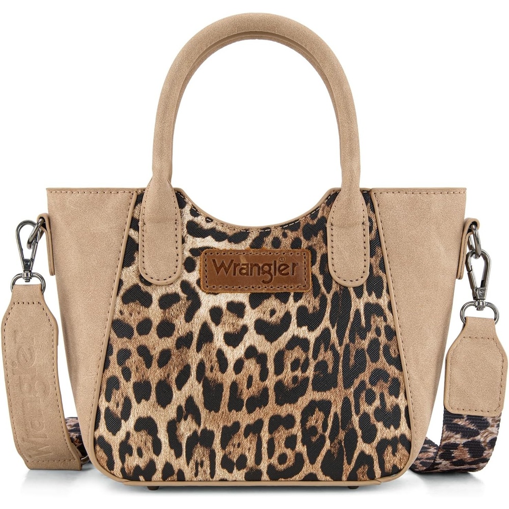 image:imageWrangler Purse for Women Small Rustic Charm TopHanddle Handbags Western Satchel Purse with Crossbody StrapLeopardpale Apricot