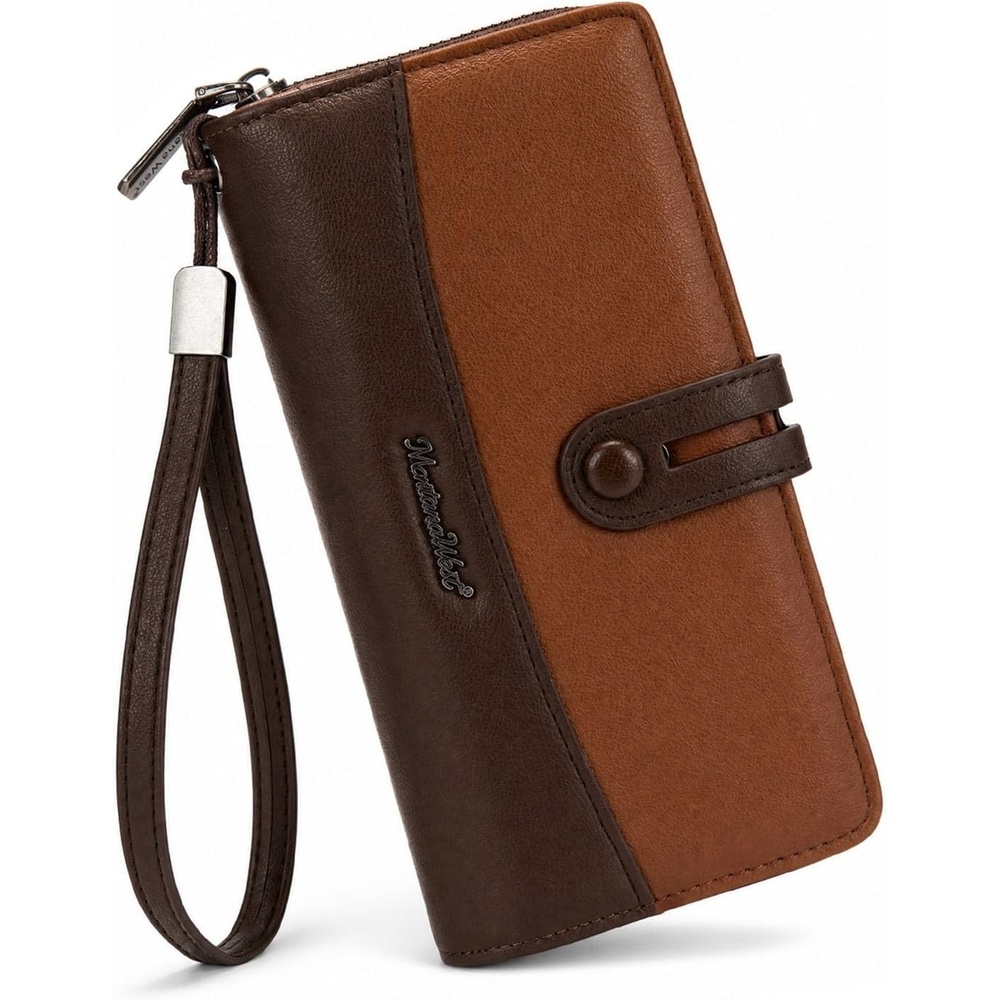 image:imageWristlet Wallet Women Large RFID Blocking Wallets Cute Clutch Phone WalletBrown