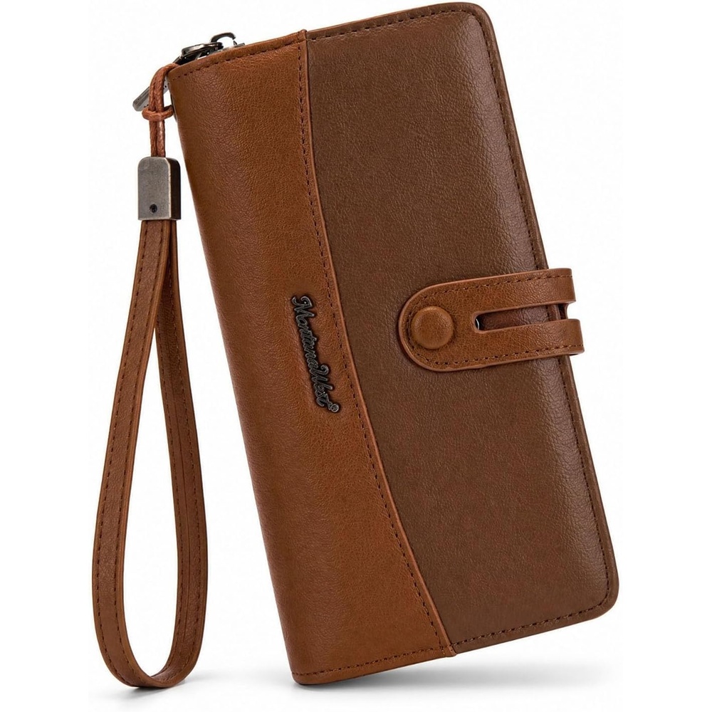 image:imageWristlet Wallet Women Large RFID Blocking Wallets Cute Clutch Phone WalletDark Brown