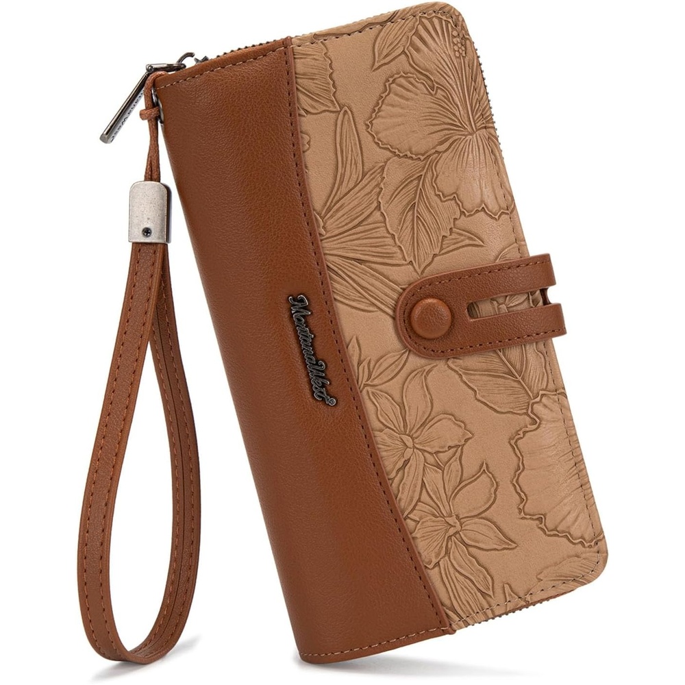 image:imageWristlet Wallet Women Large RFID Blocking Wallets Cute Clutch Phone WalletTBrown
