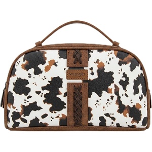 Wrangler Makeup Bag Western Travel Cosmetic Bag for Women Toiletry Bag(COW-brown)