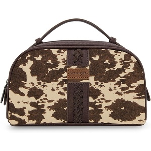 Wrangler Makeup Bag Western Travel Cosmetic Bag for Women Toiletry Bag(COW-coffee)