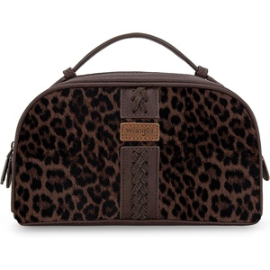 Wrangler Makeup Bag Western Travel Cosmetic Bag for Women Toiletry Bag(S-leopard coffee)