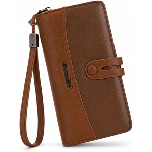 Wristlet Wallet Women Large RFID Blocking Wallets Cute Clutch Phone Wallet(Dark Brown)