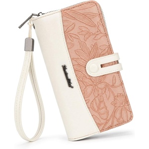 Wristlet Wallet Women Large RFID Blocking Wallets Cute Clutch Phone Wallet(T-Pink)