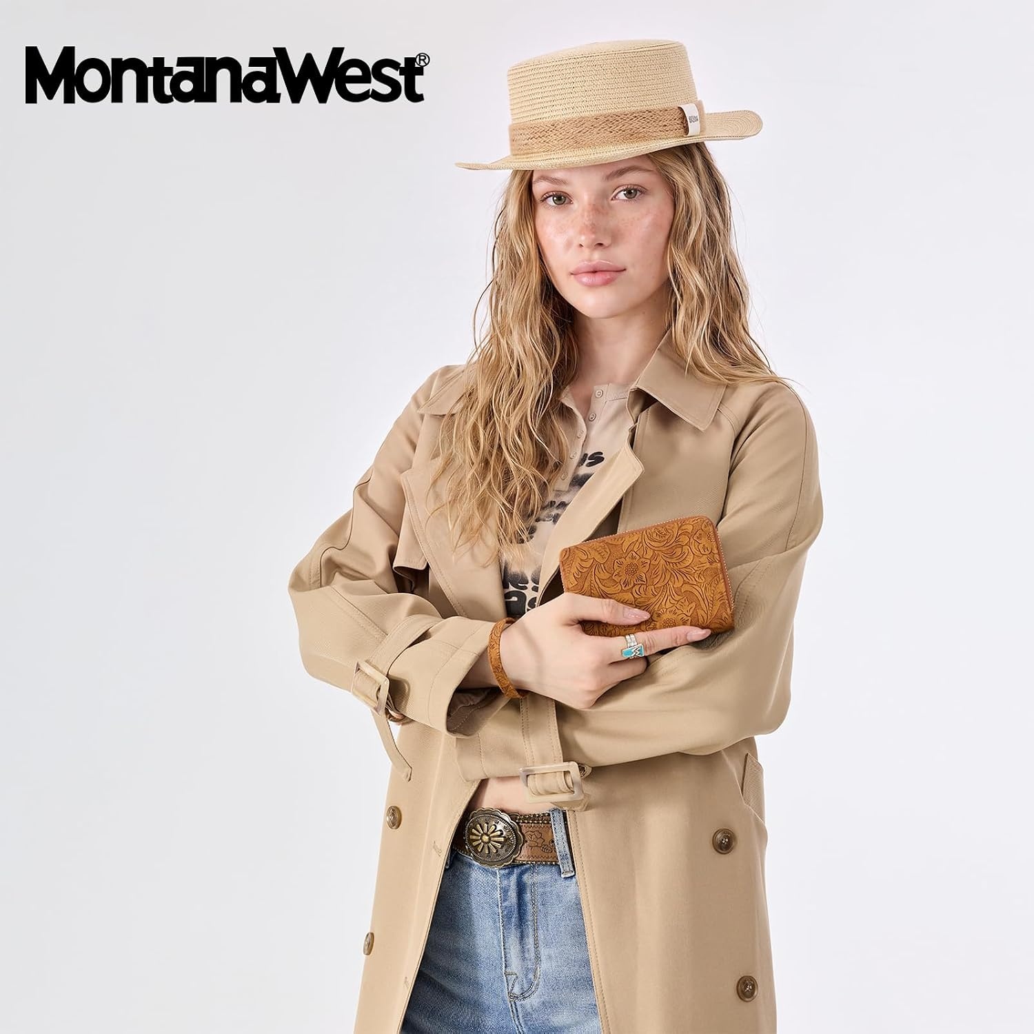 image:imageWallet Women Small Wristlet Double Zip Around Wallets RFID Blocking ClutchToolBrown