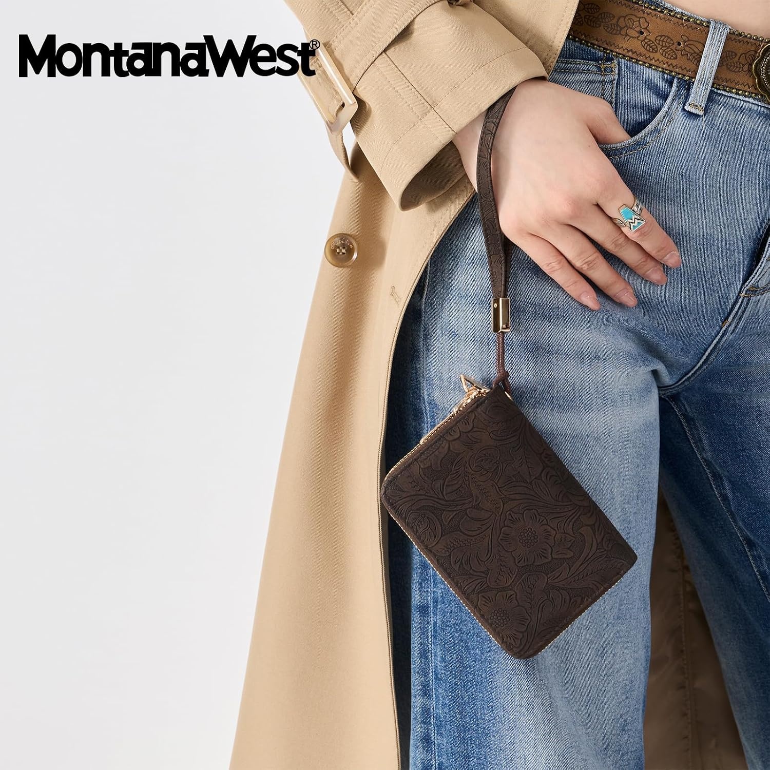 image:imageWallet Women Small Wristlet Double Zip Around Wallets RFID Blocking ClutchToolCoffee