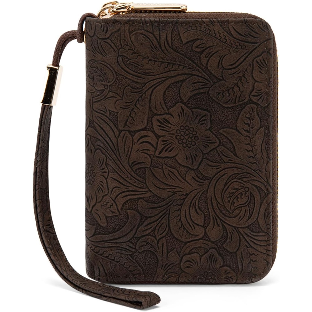image:imageWallet Women Small Wristlet Double Zip Around Wallets RFID Blocking ClutchToolCoffee
