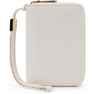 Wallet Women Small, Wristlet Double Zip Around Wallets RFID Blocking Clutch(Beige)