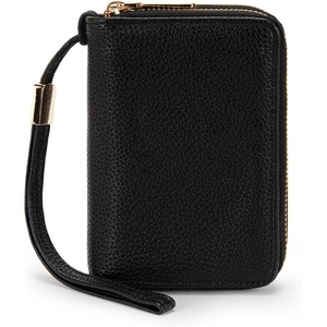 Wallet Women Small, Wristlet Double Zip Around Wallets RFID Blocking Clutch(Black)
