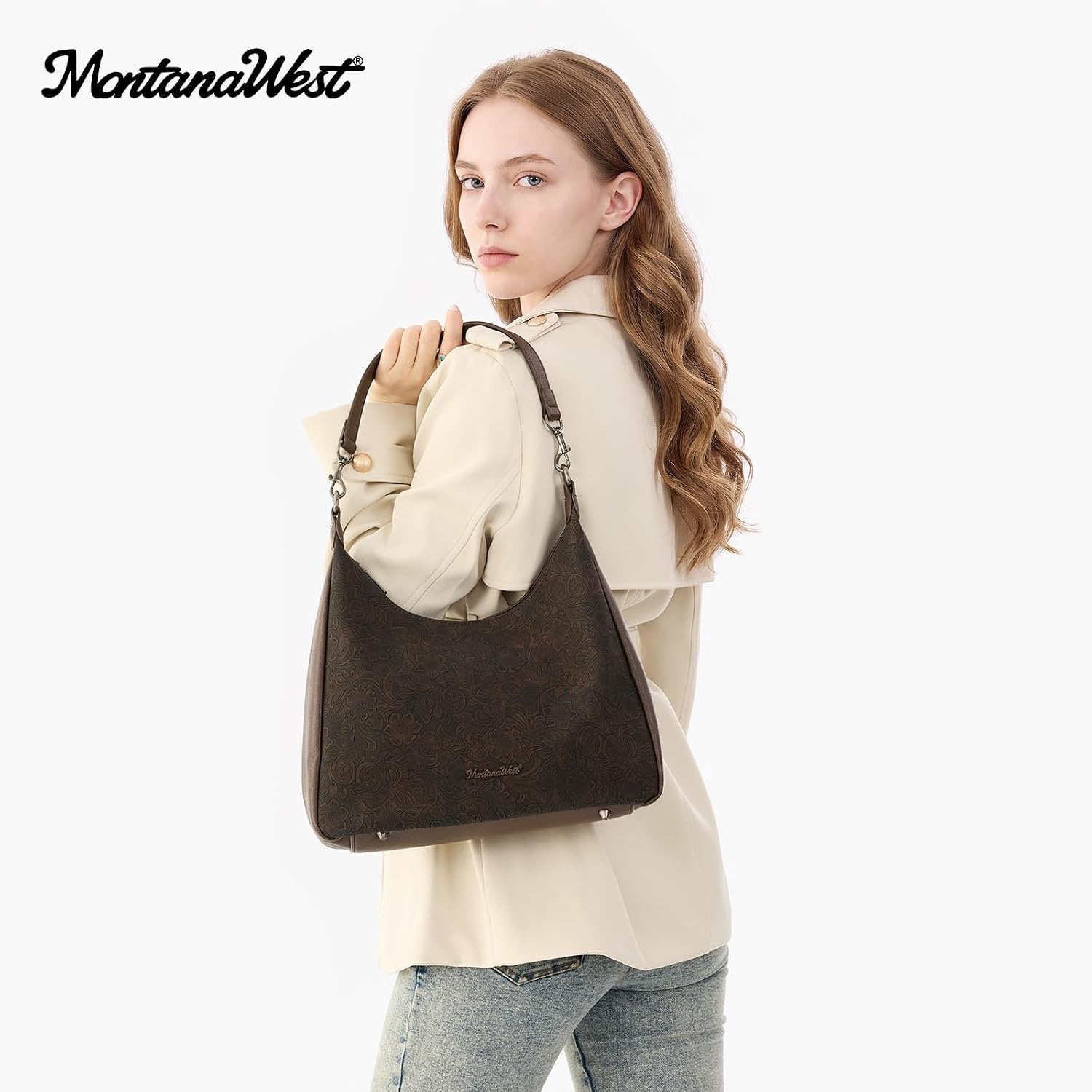 image:imageMontana West Hobo Bag Purse for Women Shoulder HandbagsTooledcoffee