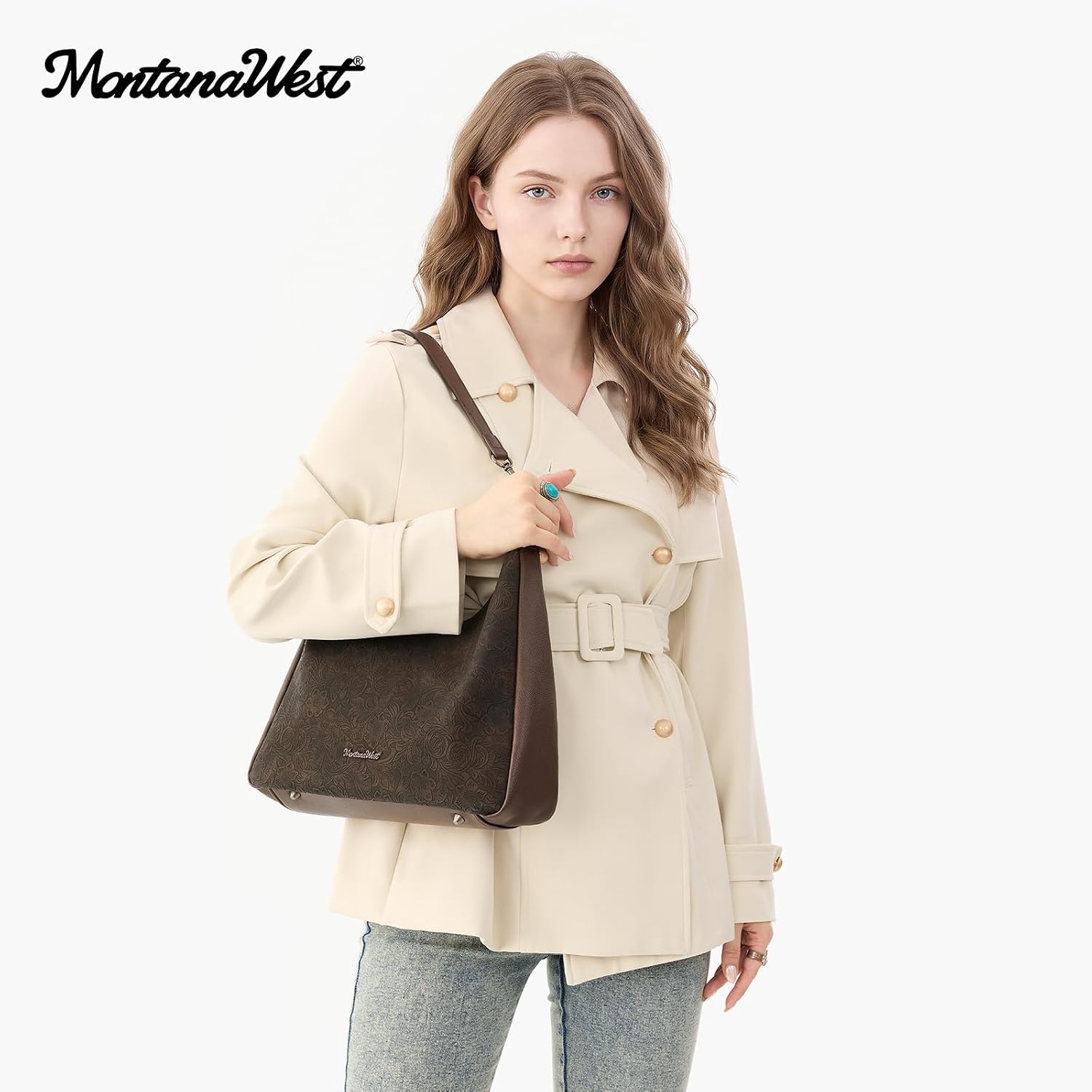 image:imageMontana West Hobo Bag Purse for Women Shoulder HandbagsTooledcoffee