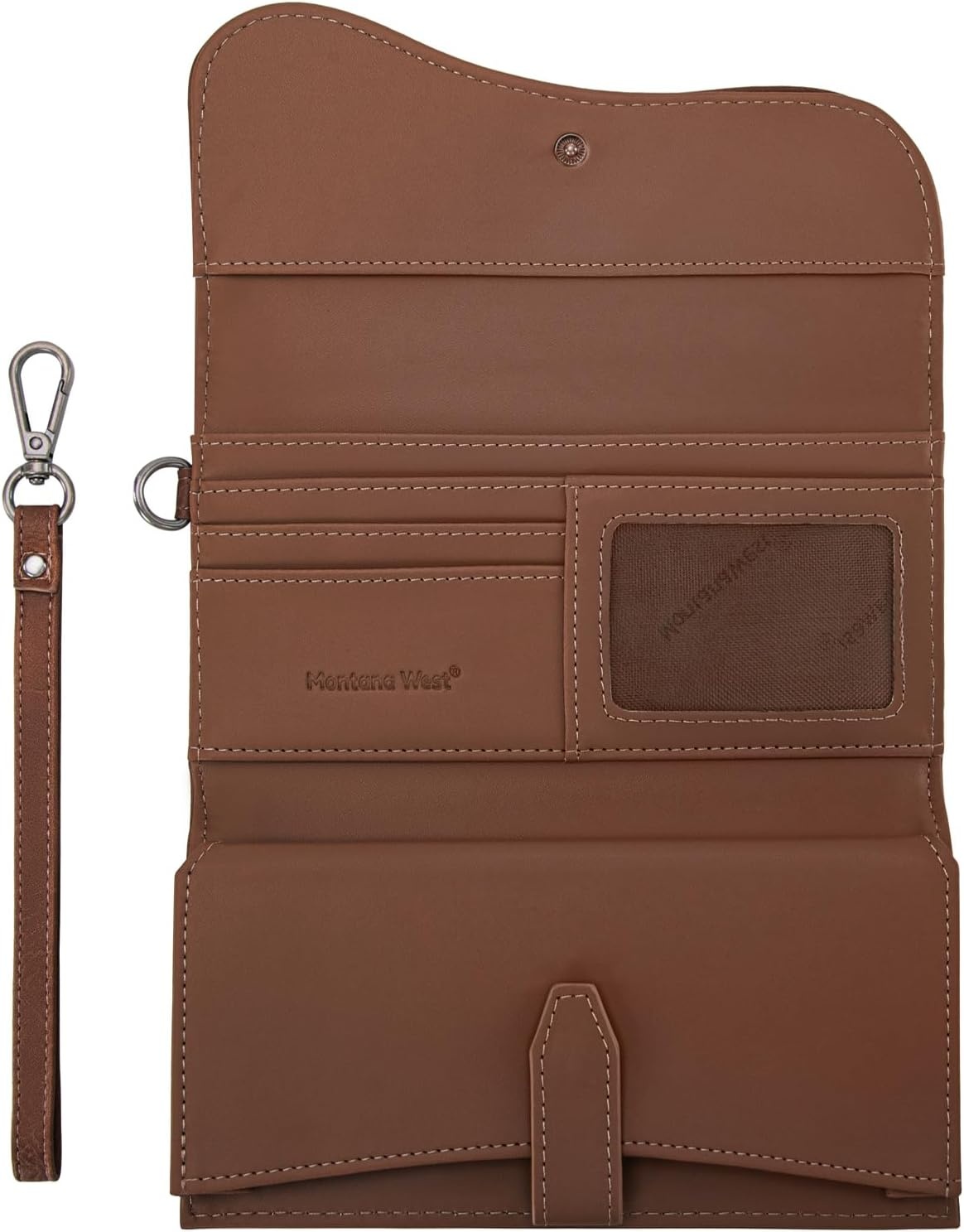 image:imageMontana West Wallets for Women Large Phone Wristlet Wallets Trifold Money Organizers with Coin Purse and Wrist StrapBrown