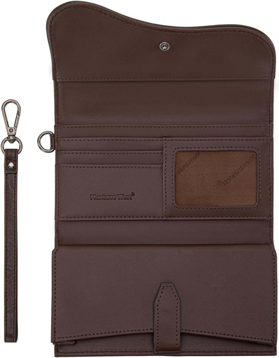image:imageMontana West Wallets for Women Large Phone Wristlet Wallets Trifold Money Organizers with Coin Purse and Wrist StrapCoffee