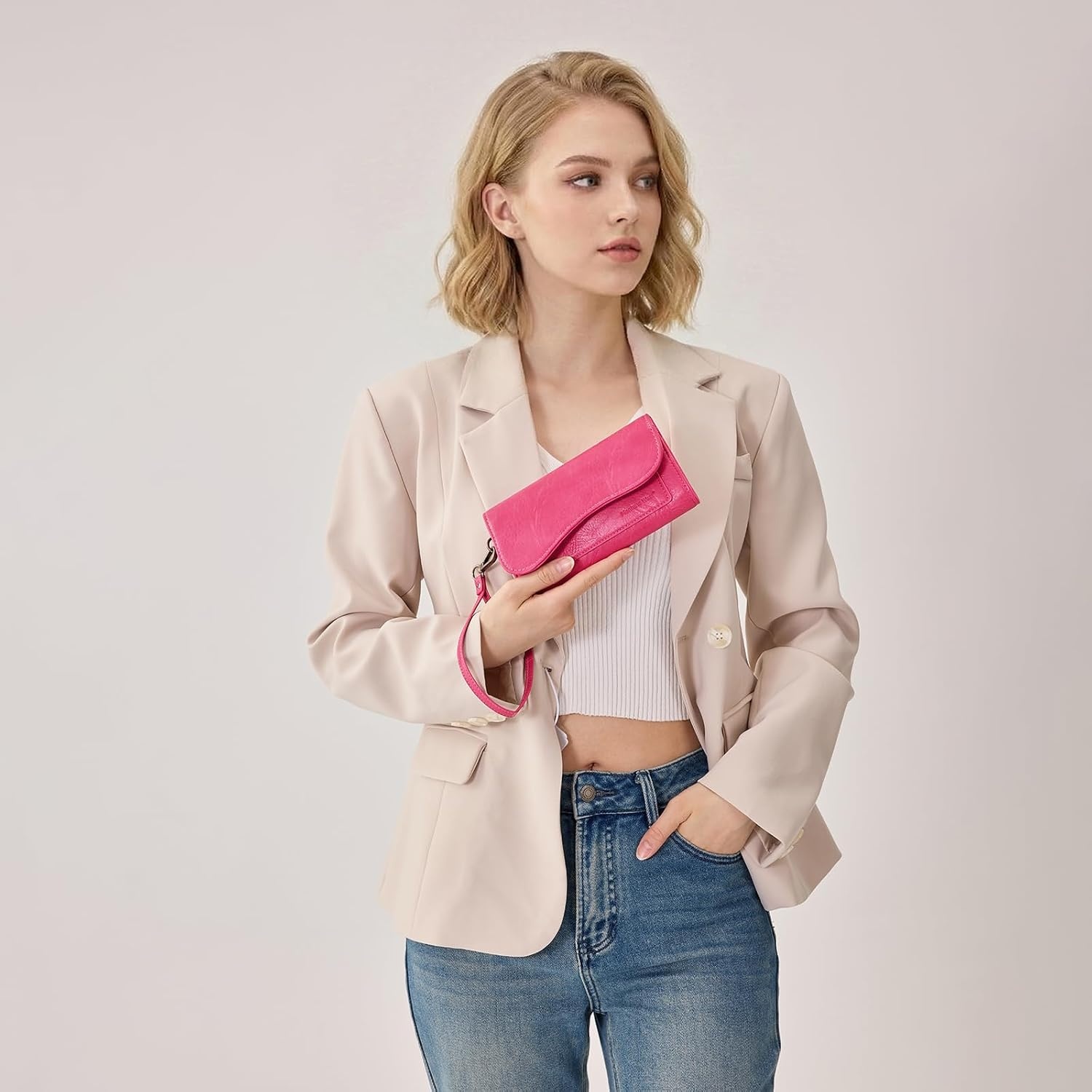 image:imageMontana West Wallets for Women Large Phone Wristlet Wallets Trifold Money Organizers with Coin Purse and Wrist StrapHot Pink