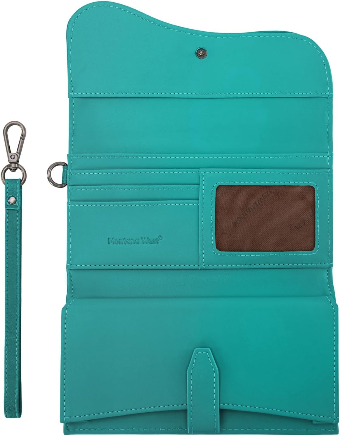 image:imageMontana West Wallets for Women Large Phone Wristlet Wallets Trifold Money Organizers with Coin Purse and Wrist StrapTurquoise