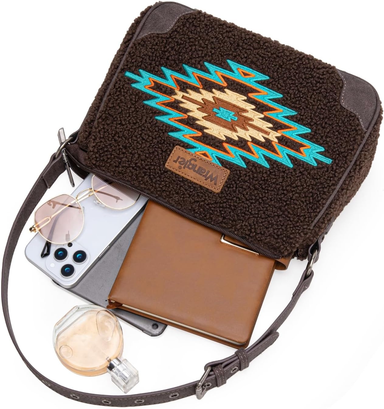 image:imageWrangler Western Handbag for Women Embroidery Aztec Shoulder Purse Coffee
