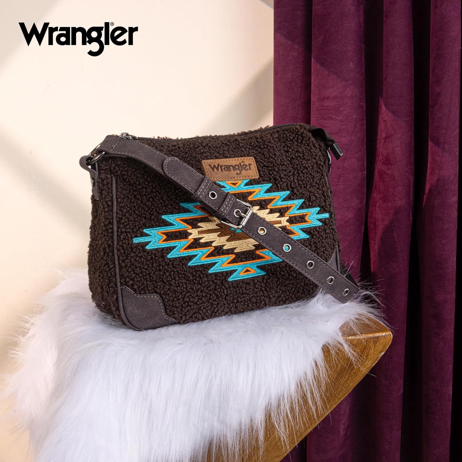 image:imageWrangler Western Handbag for Women Embroidery Aztec Shoulder Purse Coffee
